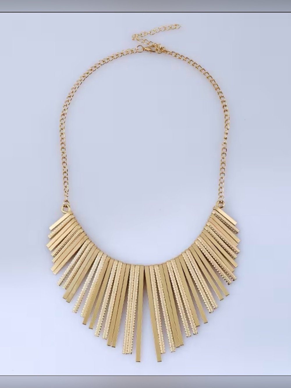 Gold Fringe Statement Necklace - Women's Jewelry. Unique Necklace - Picture 3 of 4